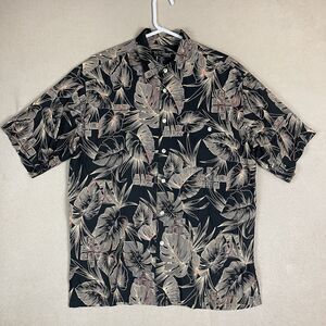 Tori Richard Shirt Adult Medium Black Hawaiian Beach‎ Party Short Sleeve Mens